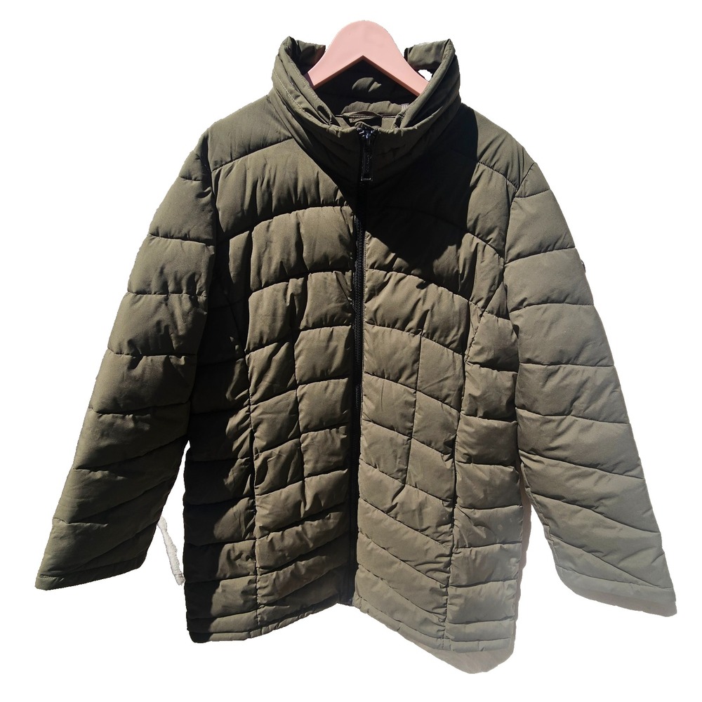 Calvin Klein Sorona Aura Mid-Length WomensPuffer Jacket XXL Olive Green NWOT